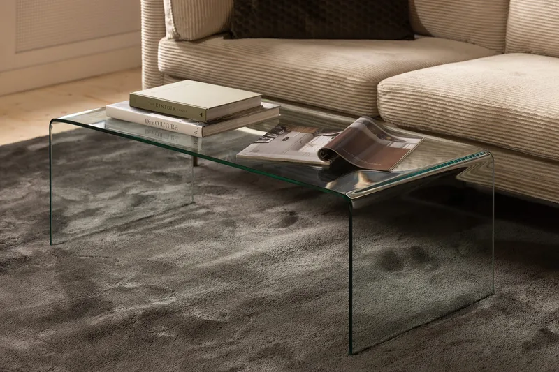 Bonisiolo Rektangulärt Soffbord 110x55 cm i Böjt Glas - Transparent - Möbler - Bord & matgrupper - Soffbord