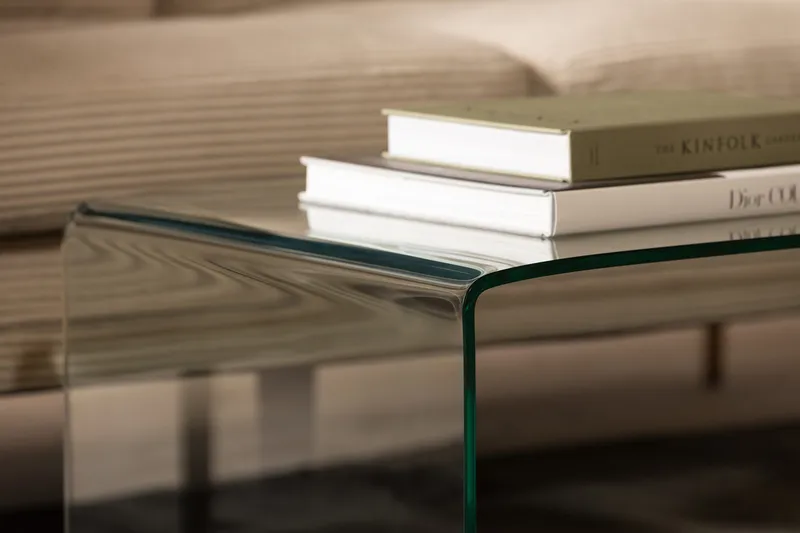 Bonisiolo Rektangulärt Soffbord 110x55 cm i Böjt Glas - Transparent - Möbler - Bord & matgrupper - Soffbord