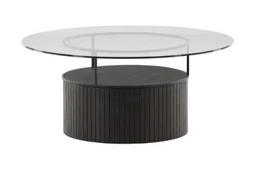 Bovall 90 cm Runt Soffbord med Förvaring i Glas och Trä - Klar - Möbler - Bord & matgrupper - Soffbord