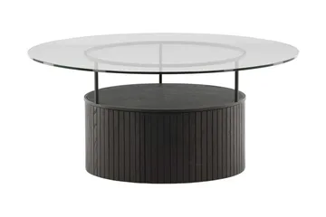 Bovall 90 cm Runt Soffbord med Förvaring i Glas och Trä - Klar - Möbler - Bord & matgrupper - Soffbord