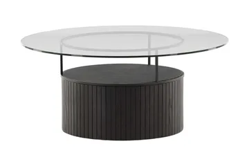 Bovall 90 cm Runt Soffbord med Förvaring i Glas och Trä - Klar - Möbler - Bord & matgrupper - Soffbord