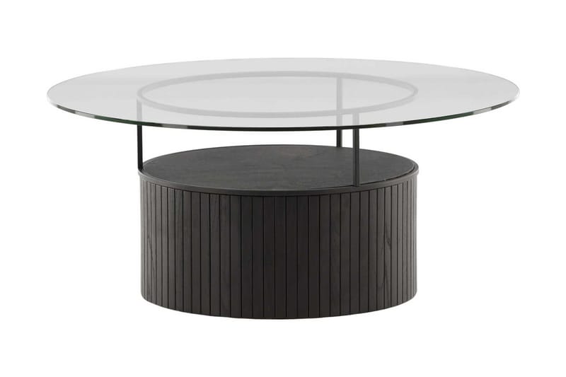 Bovall 90 cm Runt Soffbord med Förvaring i Glas och Trä - Klar - Möbler - Bord & matgrupper - Soffbord