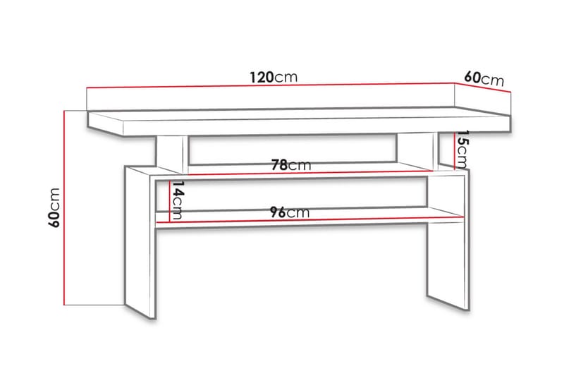 Castillia Soffbord 120 cm med Förvaring Hyllor - Mörk Ask - Möbler - Bord & matgrupper - Soffbord