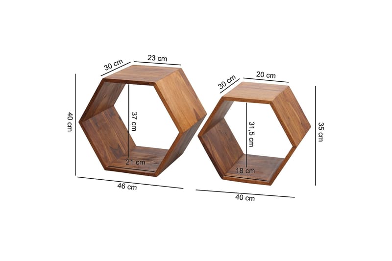 Chicosky Satsbord 46 cm 2 Bord - Massivt Trä/Brun - Möbler - Bord & matgrupper - Soffbord