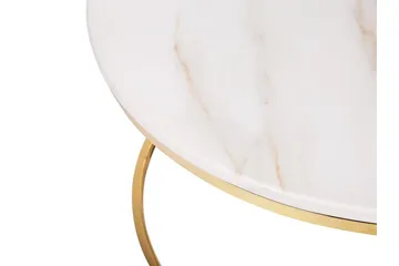 Coralla Soffbord 70 cm Runt Marmormönster - Vit/Guld - Möbler - Bord & matgrupper - Soffbord