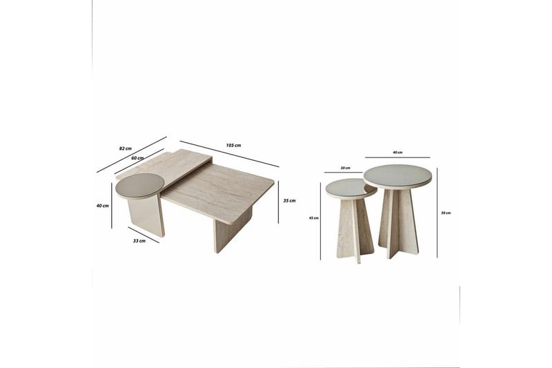 Dasina 105 cm Rektangulärt Soffbord i Trä med Förskjutna Skivor - Beige - Möbler - Bord & matgrupper - Soffbord