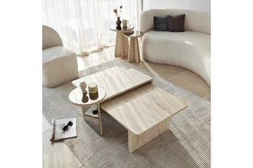 Dasina 105 cm Rektangulärt Soffbord i Trä med Förskjutna Skivor - Beige - Möbler - Bord & matgrupper - Soffbord