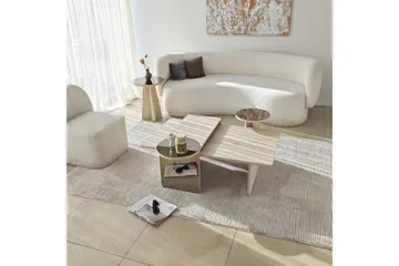 Dasina 105 cm Rektangulärt Soffbord i Trä med Förskjutna Skivor - Beige - Möbler - Bord & matgrupper - Soffbord
