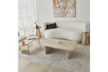 Dasina 105 cm Rektangulärt Soffbord i Trä med Förskjutna Skivor - Beige - Möbler - Bord & matgrupper - Soffbord