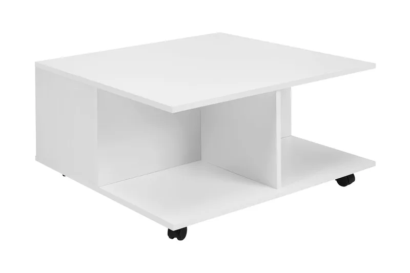Delgadillo Kvadratiskt Soffbord 70 cm med Lådor och Hjul i Målat Trä, Vit