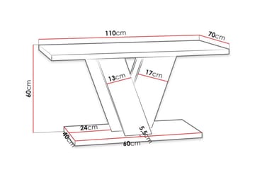 Denogal 70 cm Rektangulärt Soffbord i Trä - Högglansvit - Möbler - Bord & matgrupper - Soffbord