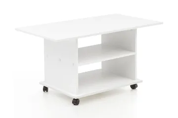 Dewand Rektangulärt Soffbord 95 cm med Hjul och Hyllor i Trä - Vit - Möbler - Bord & matgrupper - Soffbord - Soffbord med hjul