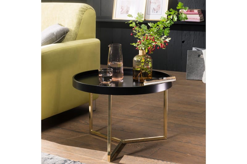 Dhir Soffbord 59 cm Runt - Svart/Guld - Möbler - Bord & matgrupper - Soffbord