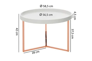 Dhir Soffbord 59 cm Runt - Vit/Mässing - Möbler - Bord & matgrupper - Soffbord
