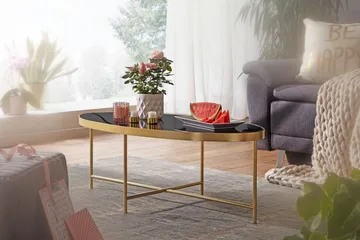 Dredyn Soffbord 110 cm Ovalt - Glas/Svart/Guld - Möbler - Bord & matgrupper - Soffbord