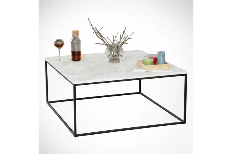Falan Soffbord 75 cm Marmormönster - Vit/Svart - Möbler - Bord & matgrupper - Soffbord