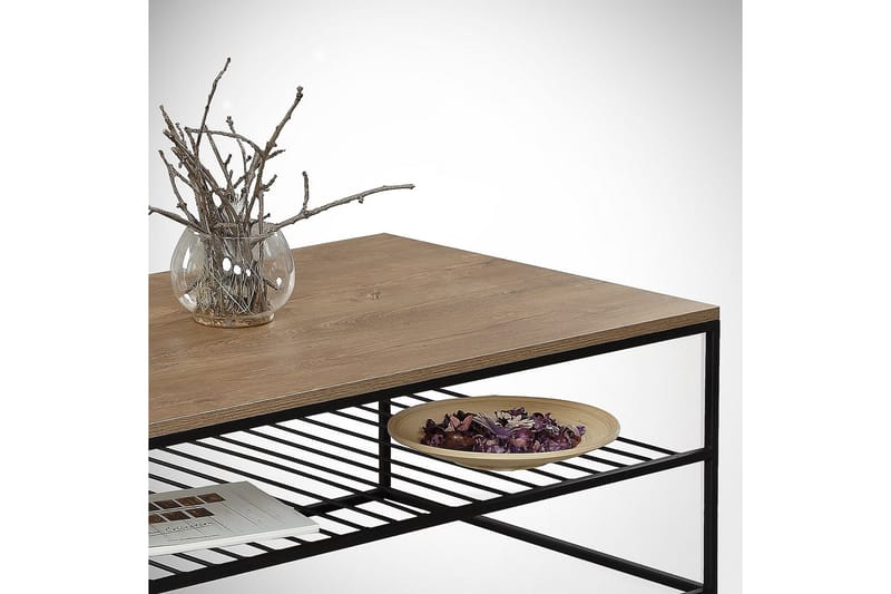 Falan Soffbord 95 cm med Hyllor Ribbor - Brun/Ek - Möbler - Bord & matgrupper - Soffbord