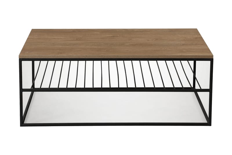 Falan Soffbord 95 cm med Hyllor Ribbor, Brun/Ek