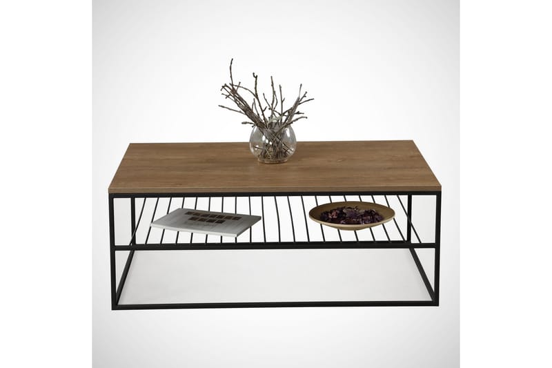 Falan Soffbord 95 cm med Hyllor Ribbor - Brun/Ek - Möbler - Bord & matgrupper - Soffbord