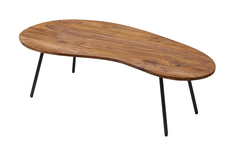 Fanks Soffbord 122 cm Njurformat, Massivt Trä/Svart