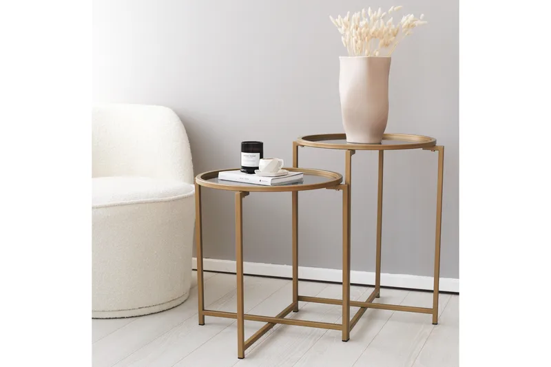 Hardinwre Soffbord 50 cm Runt 2-pack - Guld - Möbler - Bord & matgrupper - Soffbord