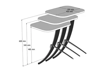Hovdane Satsbord 45 cm 3 Bord - Vit - Möbler - Bord & matgrupper - Soffbord