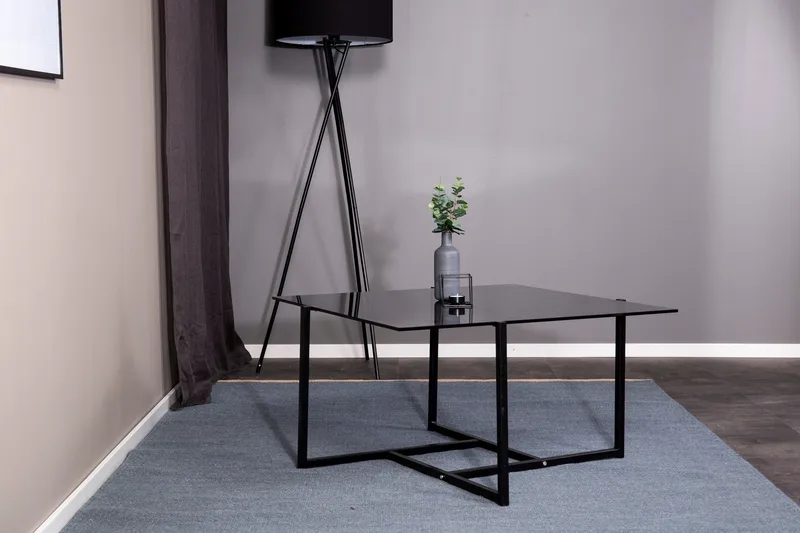 Hybrid Rektangulärt Soffbord 80x80 cm i Glas med Glasskiva - Grå - Möbler - Bord & matgrupper - Soffbord