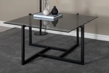 Hybrid Rektangulärt Soffbord 80x80 cm i Glas med Glasskiva - Grå - Möbler - Bord & matgrupper - Soffbord
