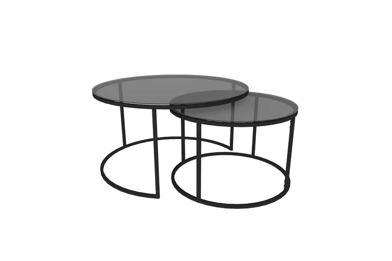 Kashiwa 60 cm Runt Soffbord i Glas med Glas och Metall - Rökgrå - Möbler - Bord & matgrupper - Soffbord