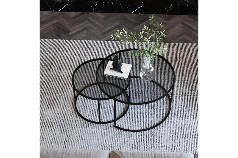 Kashiwa 60 cm Runt Soffbord i Glas med Glas och Metall - Rökgrå - Möbler - Bord & matgrupper - Soffbord