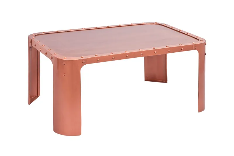 Kazuko Rektangulärt Soffbord 110 cm i Metall med Nitad Plåtkonstruktion, Koppar