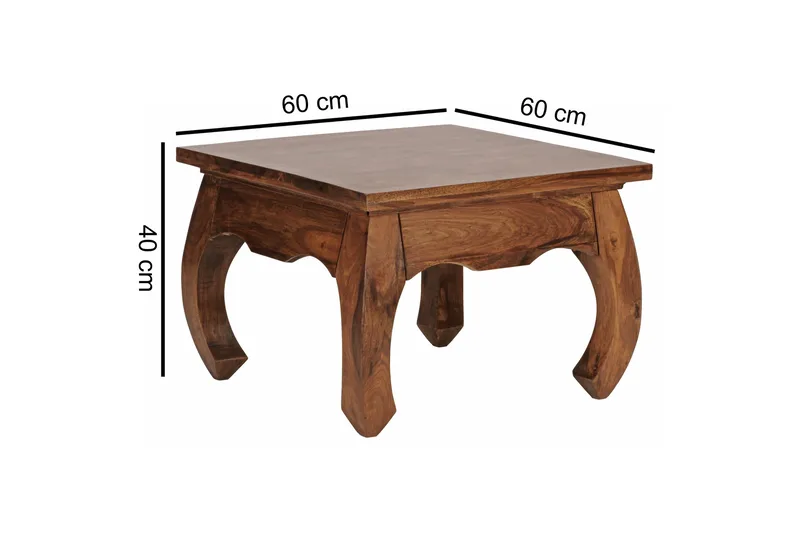 Koers Kvadratiskt Soffbord 60 cm med Svängda Ben i Massivt Trä - Brun - Möbler - Bord & matgrupper - Soffbord