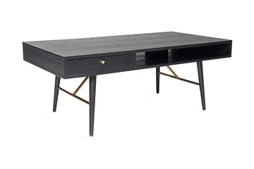 Luxem Soffbord 115 cm med Förvaring Låda + Hylla - Svart/Koppar - Möbler - Bord & matgrupper - Soffbord