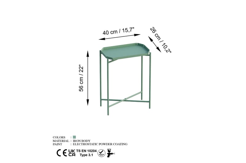 Mamta Rektangulärt Soffbord 40 cm i Metall - Grön - Möbler - Bord & matgrupper - Soffbord