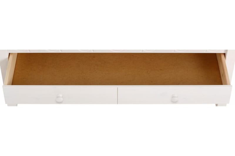 Marzell 110 cm Rektangulärt Soffbord med Lådor i Furu - Vit - Möbler - Bord & matgrupper - Soffbord
