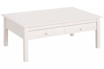 Marzell 110 cm Rektangulärt Soffbord med Lådor i Furu - Vit - Möbler - Bord & matgrupper - Soffbord