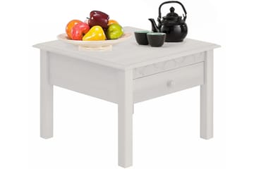 Marzell 60 cm Kvadratiskt Soffbord med Lådor i Furu - Vit - Möbler - Bord & matgrupper - Soffbord