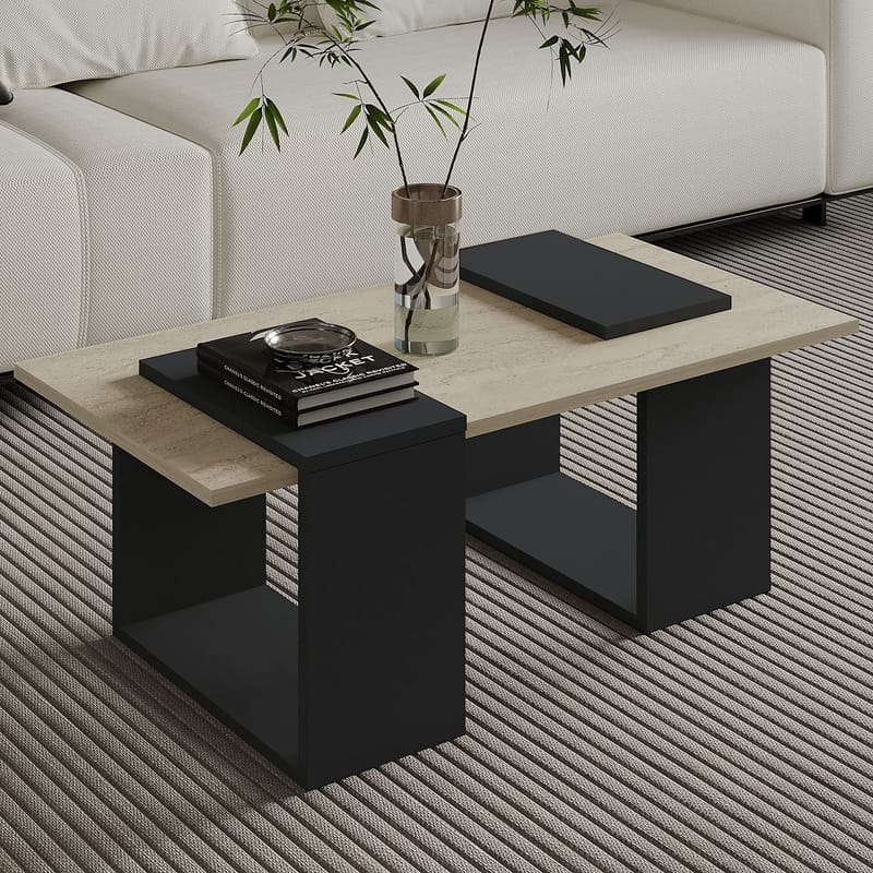 Matris Soffbord 90x37x46,6 cm - Travertine och Anthracite - Möbler - Bord & matgrupper - Soffbord