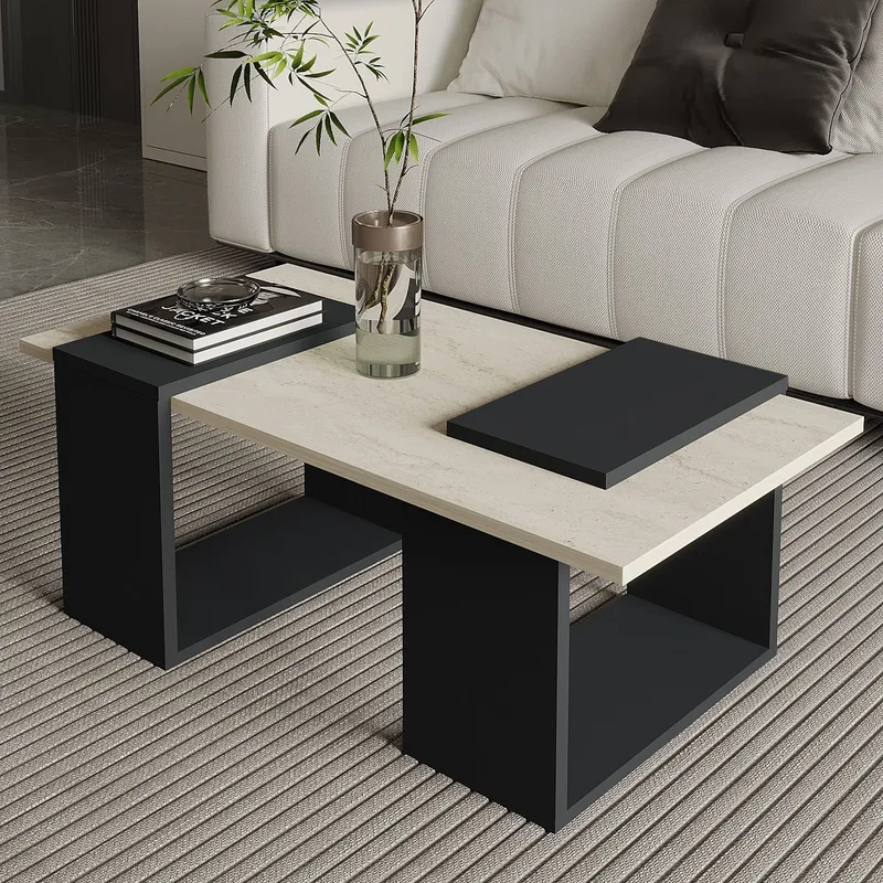 Matris Soffbord 90x37x46,6 cm - Travertine/Anthracite - Möbler - Bord & matgrupper - Soffbord