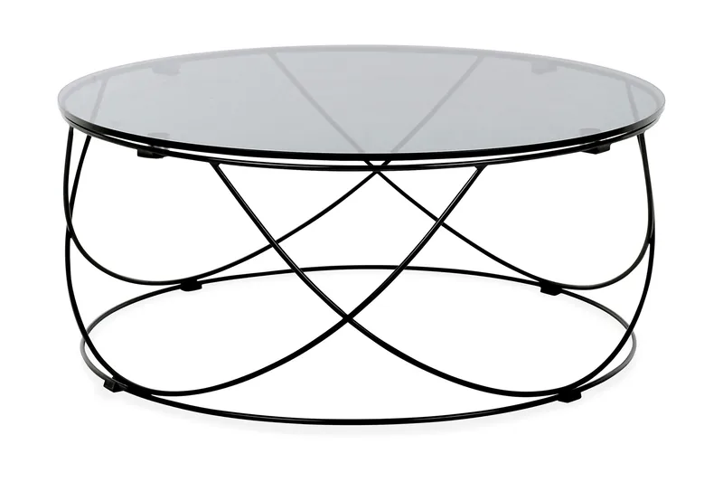 Mechelle Soffbord 85 cm Runt, Glas/Svart