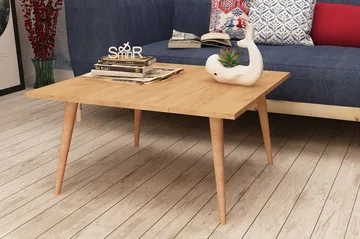 Mod Design Rektangulärt Soffbord 80 cm i Trä med Koniska Ben - Brun - Möbler - Bord & matgrupper - Soffbord