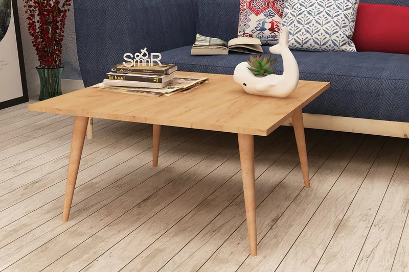 Mod Design Rektangulärt Soffbord 80 cm i Trä med Koniska Ben - Brun - Möbler - Bord & matgrupper - Soffbord