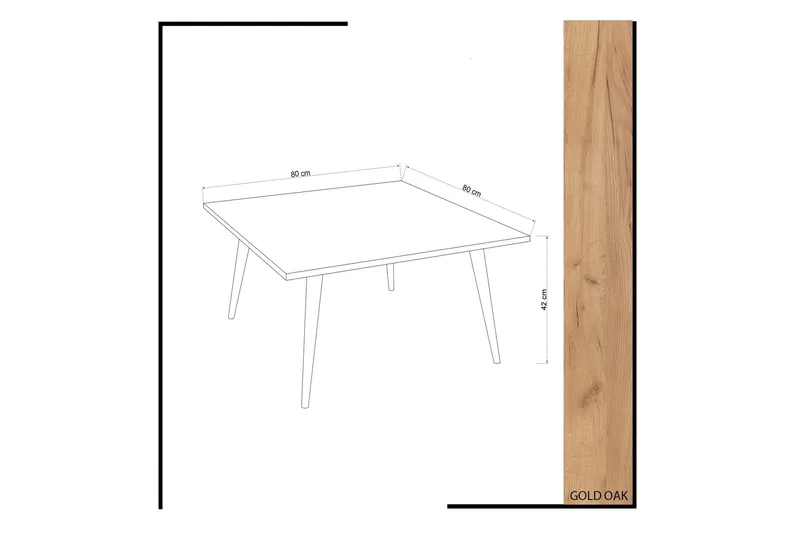 Mod Design Rektangulärt Soffbord 80 cm i Trä med Koniska Ben - Brun - M öbler - Bord & matgrupper - Soffbord