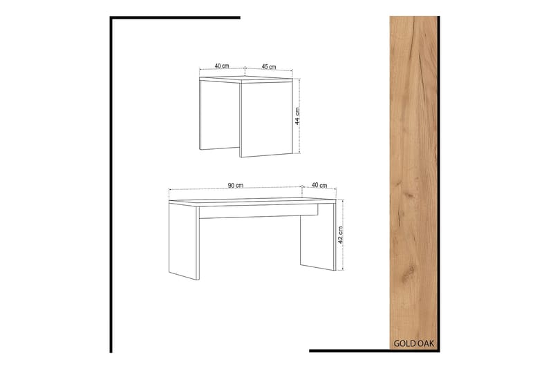 Mod Design Satsbord 90 cm 2 Bord - Trä/Vit - Möbler - Bord & matgrupper - Soffbord