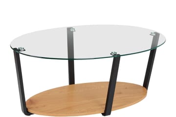 Mohaklo 110x60 cm Ovalt Soffbord med Förvaring i Glas med Metallben - Klar - Möbler - Bord & matgrupper - Soffbord