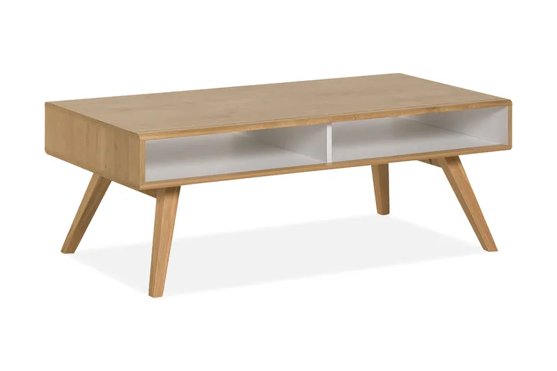 Nature Soffbord 120 cm med Förvaring Vit/Ek, VOX