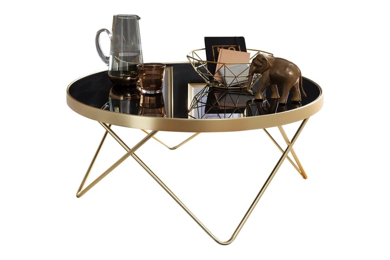 Reineck Soffbord 82 cm Runt, Svart/Guld