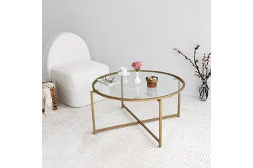 Rowman Soffbord 83 cm Runt - Guld/Glas - Möbler - Bord & matgrupper - Soffbord