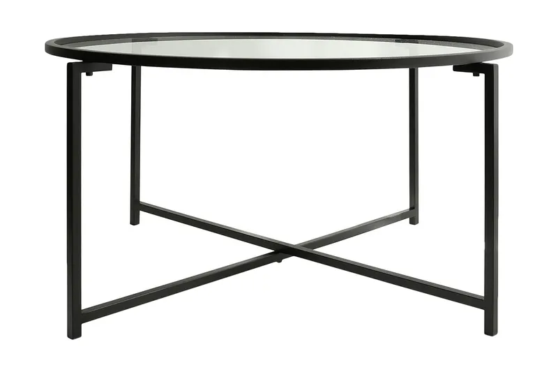 Rowman Soffbord 83 cm Runt, Svart/Glas