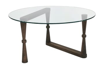 Sabani Soffbord 80 cm Runt Svarvade Ben - Glas/Valnötsbrun - Möbler - Bord & matgrupper - Soffbord